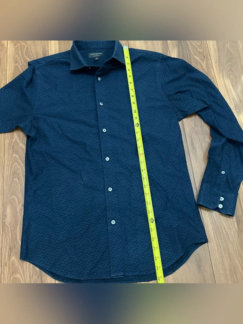 Banana Republic Mens Dress Shirt Dark Blue Medium Tailored Slim Fit Long Sleeve